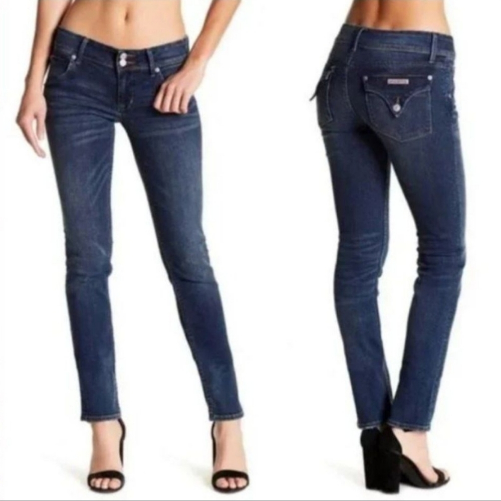 HUDSON Collin Skinny Button Flap Dark Medium Blue Denim Jeans 27